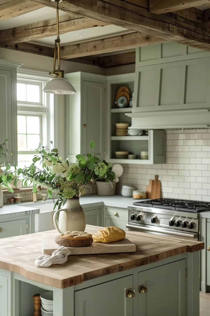 green kitchen cabinets