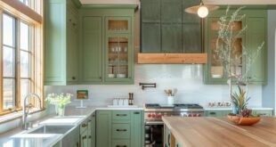 kitchen green cabinets