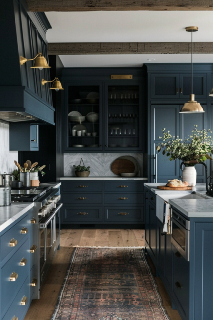 blue kitchen cabinets