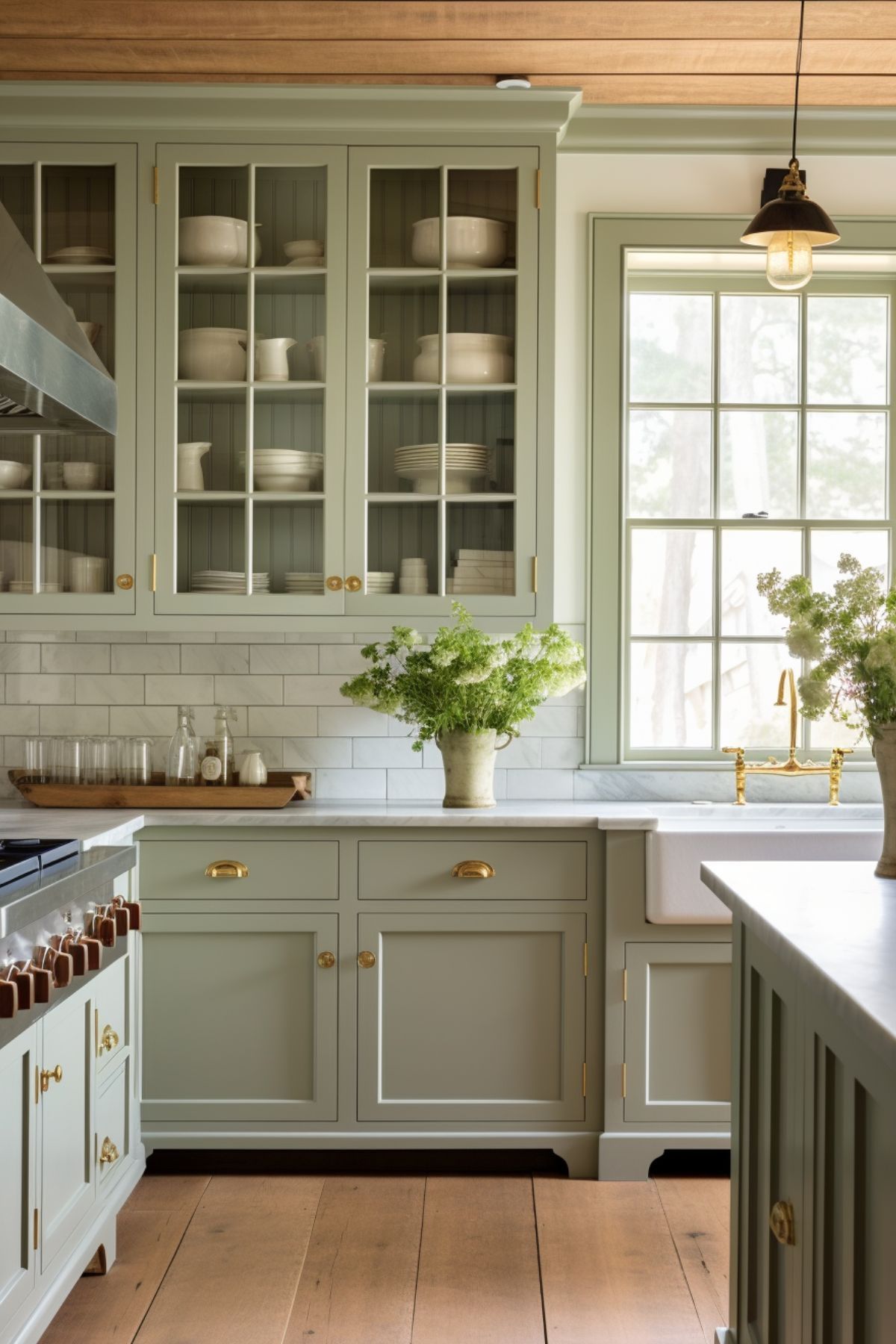 green kitchen cabinets