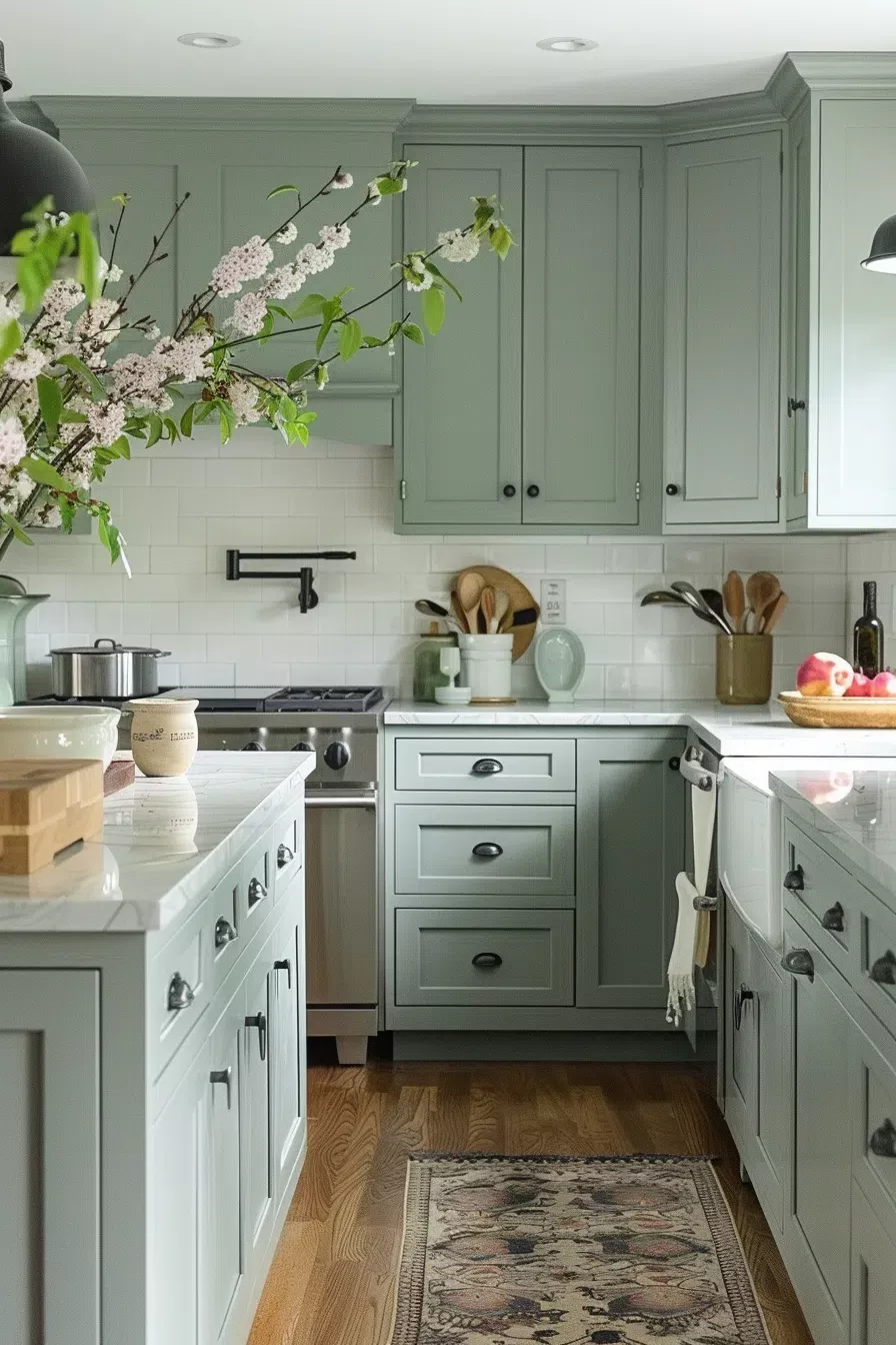 kitchen green cabinets