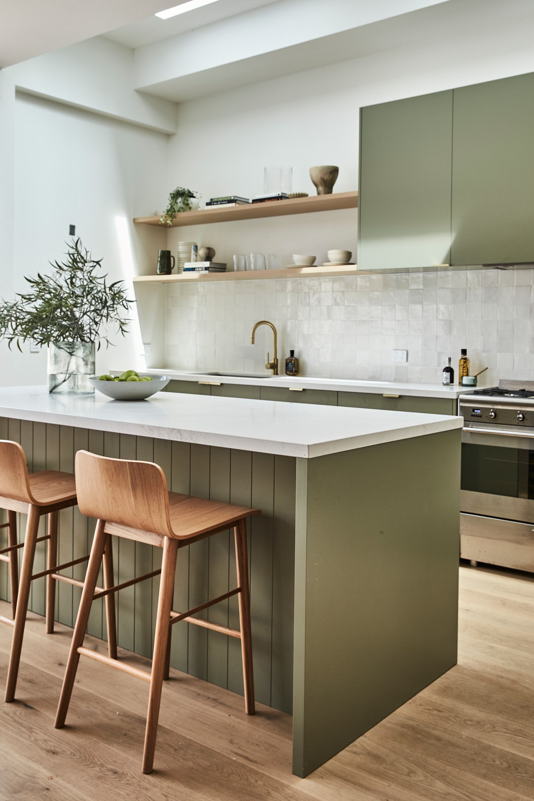 green kitchen cabinets