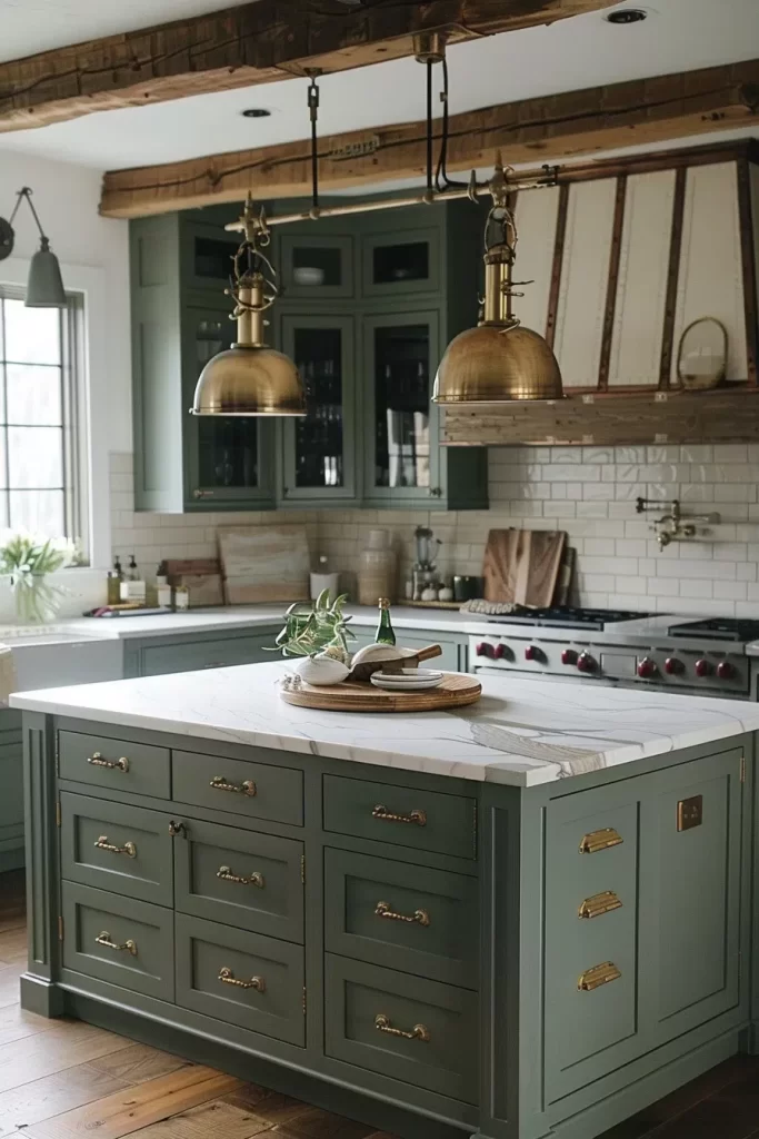 green kitchen cabinets