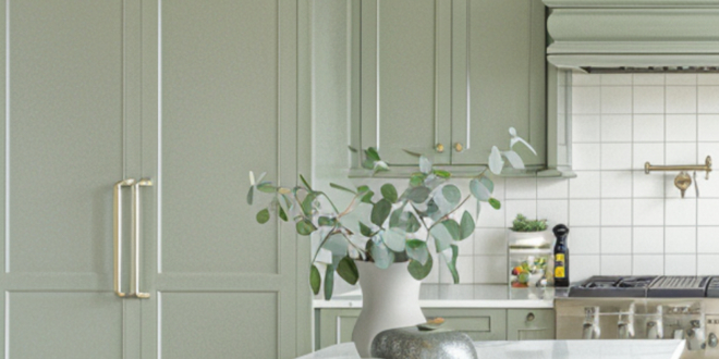 green kitchen cabinets