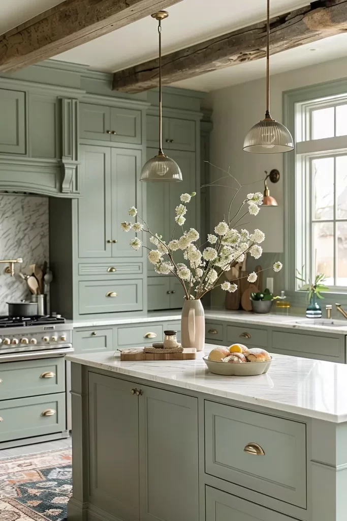 green kitchen cabinets