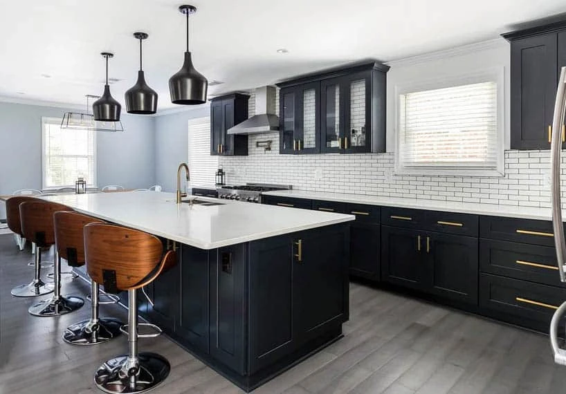 Black kitchen cabinets add drama and sophistication to your spa