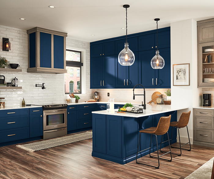 Thomasville - Casual Kitchen with Blue and Woodtone Cabinet