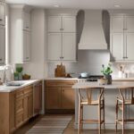 Transitional Gray and Brown Kitchen | Upper kitchen cabinets .