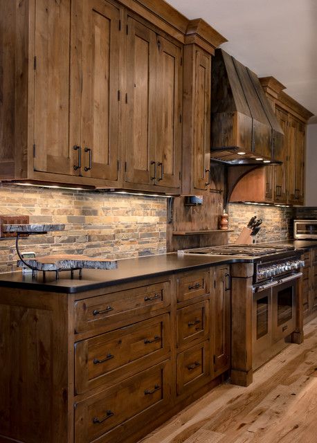 75 Rustic Kitchen with Brown Cabinets Ideas You'll Love - April .