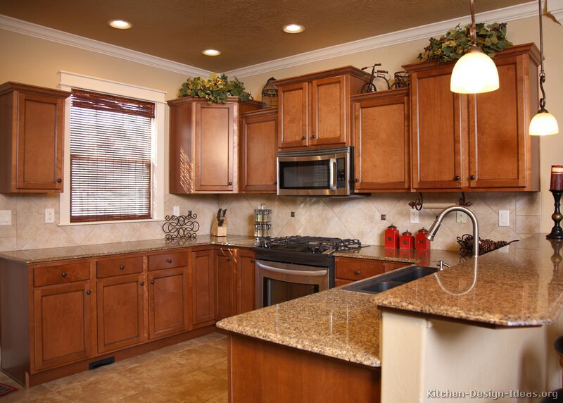 Pictures of Kitchens - Traditional - Medium Wood Cabinets, Golden .