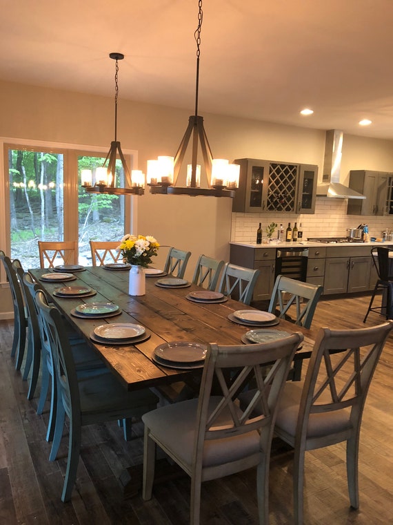 Large Farmhouse Table, Rustic Farm Table, Farmhouse Dining Table .