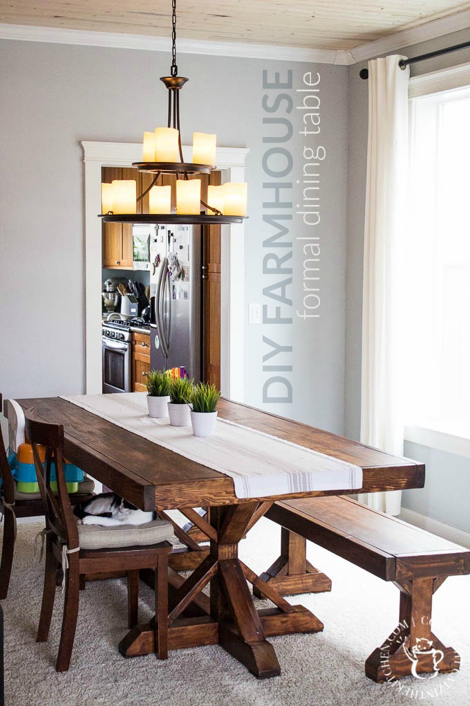 DIY Farmhouse Formal Dining Table - Catz in the Kitch