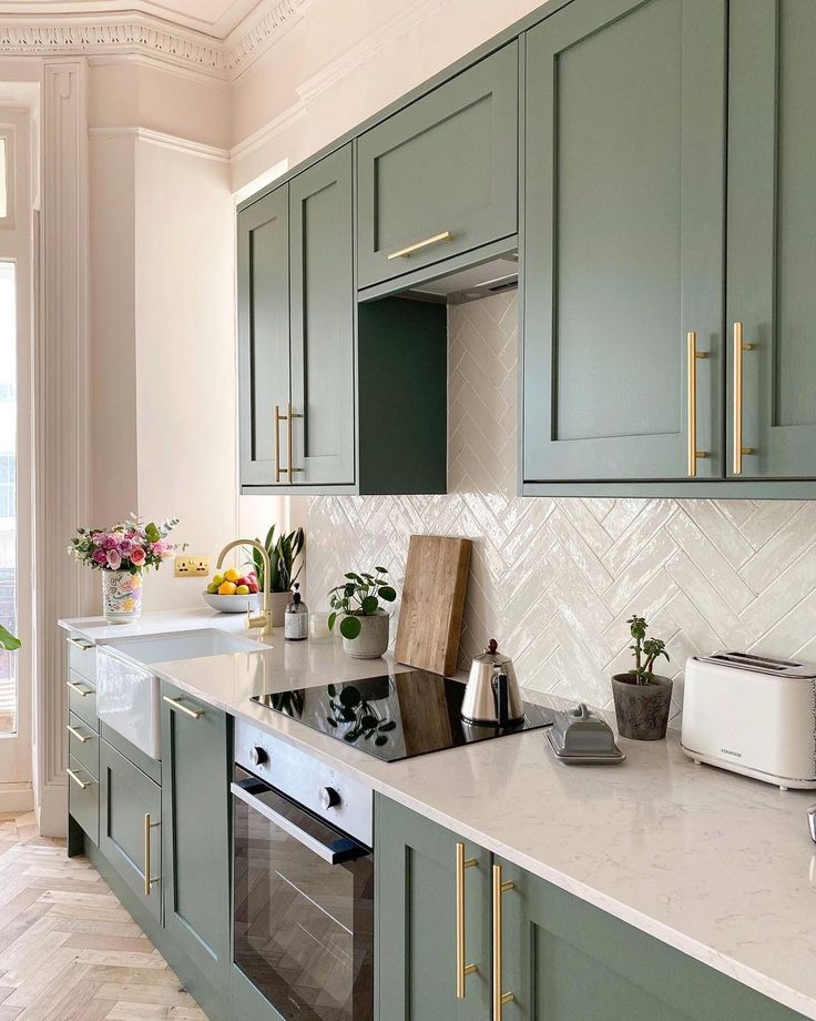 Sage Green Kitchen Cabinets: Farmhouse Kitchen | Modern kitchen .