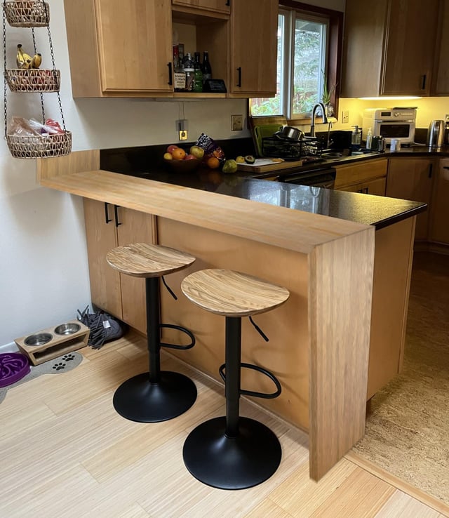 Help me choose a breakfast bar design to add to my kitchen counter .