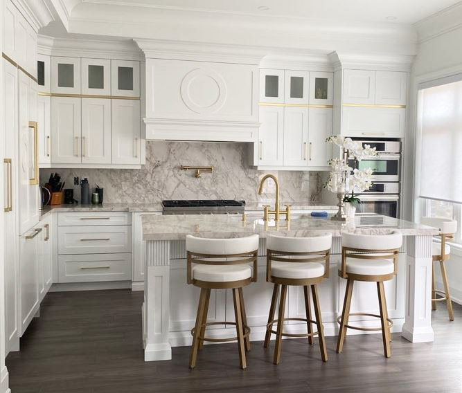 Bar Stools & Kitchen Counter Stools :: Gold Frame with White Seat .