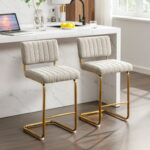 Zesthouse 26.8" Counter Stools Set of 2, Boucle Fabric Counter .