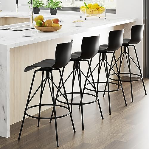 Amazon.com: Awonde 24" Swivel Bar Stools Set of 4 Modern Black .