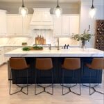 Blue Kitchen Island & Leather Bar Stools | Home decor kitchen .