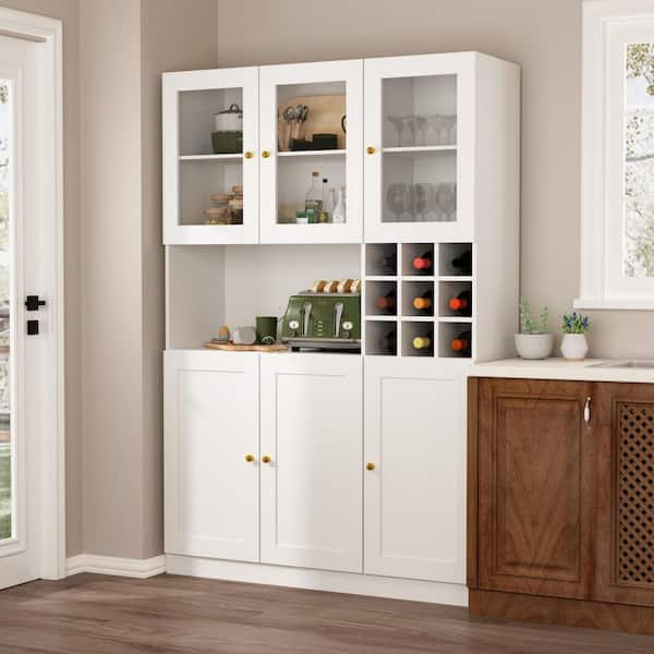 FUFU&GAGA 3-in-1 White Wood Buffet and Hutch Combination Kitchen .