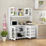FUFU&GAGA Glass Doors Large Pantry Kitchen Cabinet Buffet with 4 .