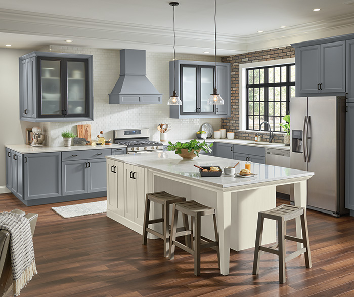 Painted Serious Gray and TrueColor Glacier Kitchen Cabine