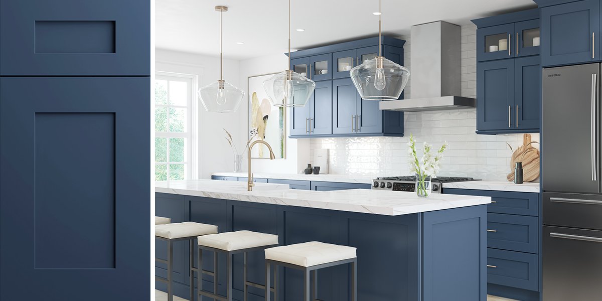 Elegant Ocean Blue Kitchen Cabinets – RTA Wood Cabine