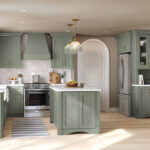 Fashionable Kitchen Cabinets in a Stylish Green Col