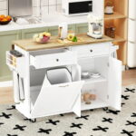 ANPOO Rolling Kitchen Island with Drop Leaf, Tilt Out Kitchen .