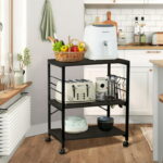 Cheflaud Kitchen Microwave Cart, 3-Tier Kitchen Utility Cart .