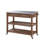 Sonoma Kitchen Cart With Stainless Steel Top Wire Brush Barnwood .