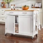 StyleWell Glenville Cream White Rolling Kitchen Cart with Butcher .
