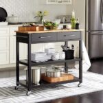 StyleWell Glenville Black Rolling Kitchen Cart with Butcher Block .