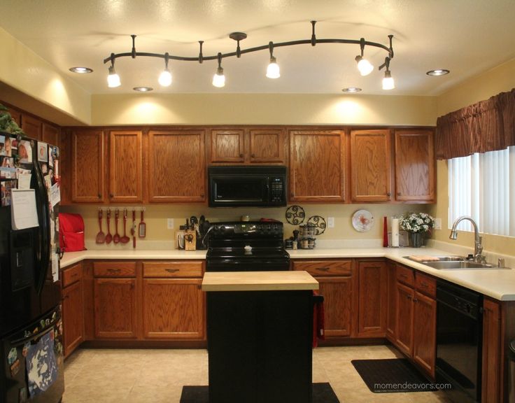 Mini Kitchen Remodel - New lighting makes a WORLD of difference .