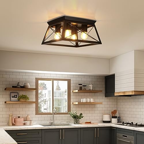 foucasal Farmhouse Ceiling Light Fixtures Black Flush Mount .