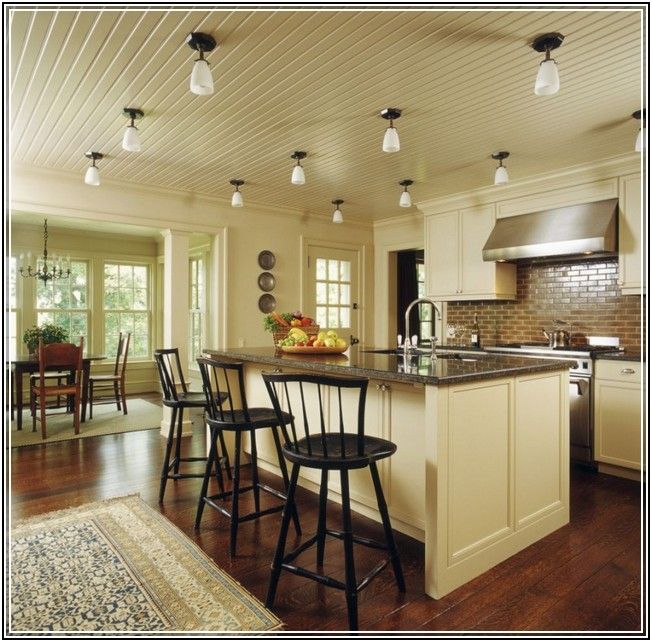 Kitchen lighting design, Vaulted ceiling lighting, Kitchen ceili