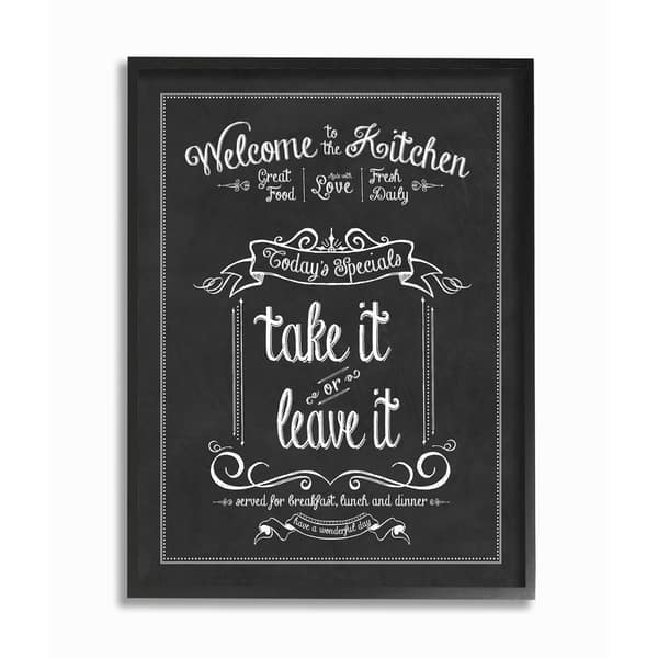 Welcome To the Kitchen Chalkboard Vintage Sign Framed Giclee .