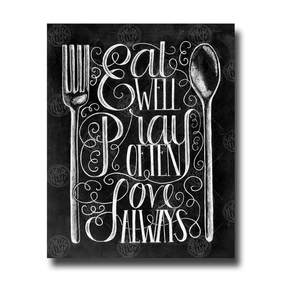 Kitchen Print, Kitchen Quote, Kitchen Sign, Kitchen Art, Chalk Art .