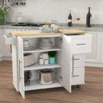 Kitchen Cupboard Table with Drawers and Cabinets, Wood Convertible .