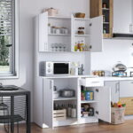 Kitchen Pantry Cabinet, 72" Kitchen Cupboard Freestanding Storage .
