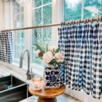 Pleated Plaid Striped Cafe Curtain , Tier Curtains, Kitchen .