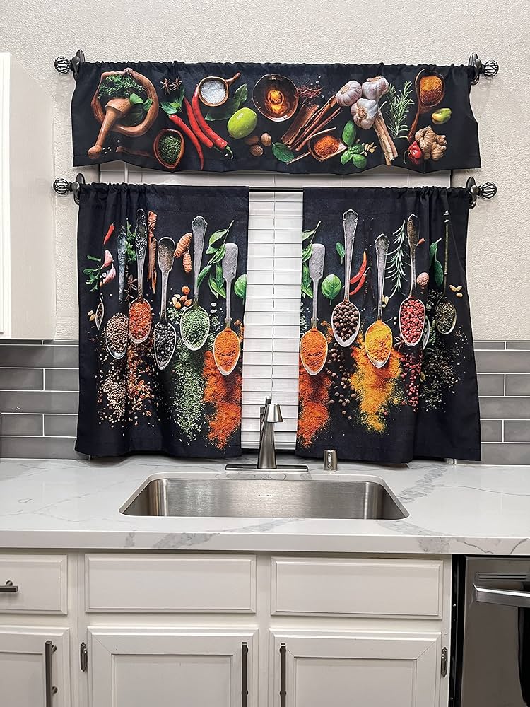 Amazon.com: UpNUpCo Artistic Spicy Kitchen Curtains Unique Spicy .