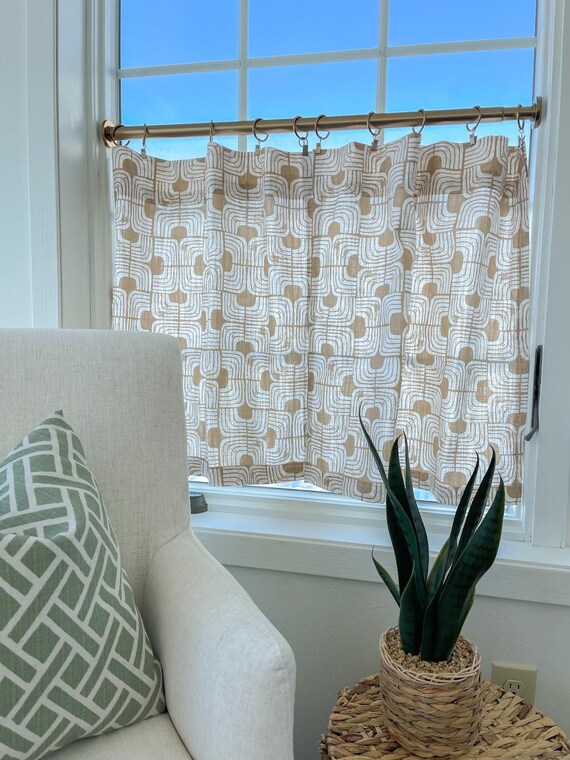 Chisel Pattern Cafe Curtain Linen LOOK Texture , Tier Curtains .