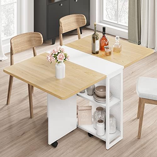 Amazon.com: Space Saving Folding Dining Table with 2 Tier Storage .