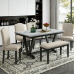 EUROCO 6 Piece Kitchen Dining Table and Chair Set,60” Dining Room .