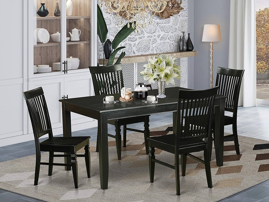 Amazon.com: East West Furniture DUWE5-BLK-W Dudley 5 Piece Set .