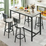 Counter High Dining Table Set, Modern 5 Pieces Pub Table Set .