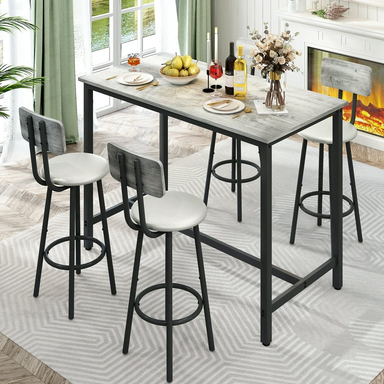 Counter High Dining Table Set, Modern 5 Pieces Pub Table Set .