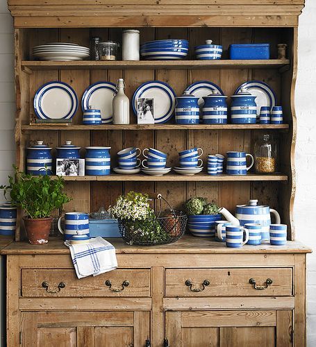 Blue, Dresser | Cornishware kitchen, Cornishware, Kitchen dress