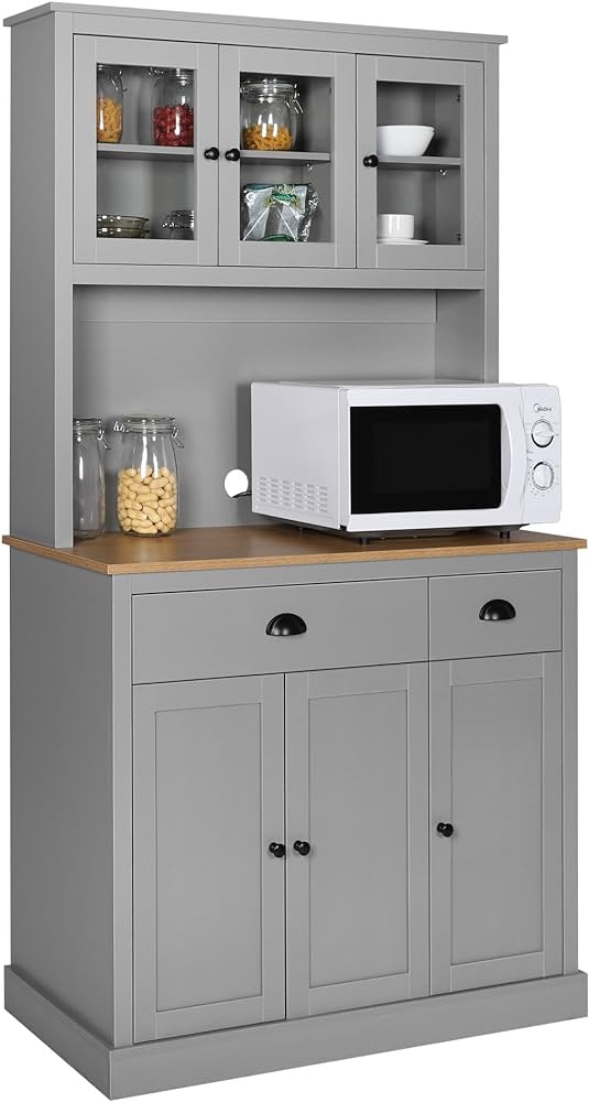 Amazon.com: MUPATER Kitchen Pantry Storage Cabinet with Microwave .