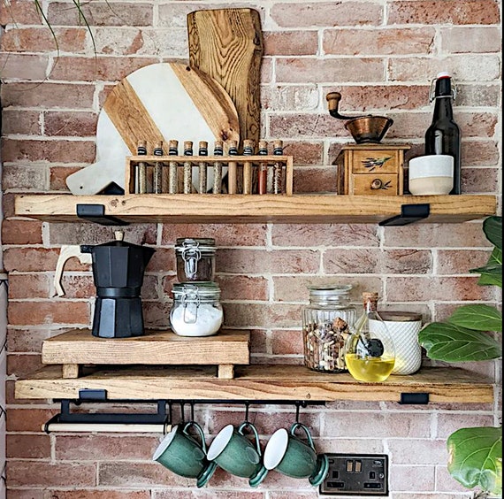 Floating Shelf for Coffee Bar, Modern Minimalist, Rustic Farmhouse .